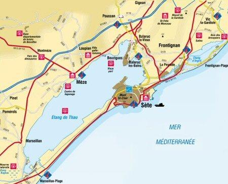 Mapa Lago Thau y localidades ribereñas cortesía Le Boat