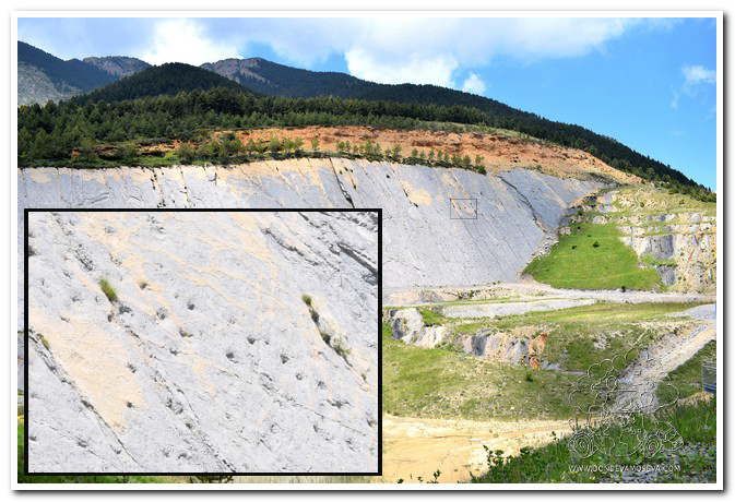 Explotación minera a cielo abierto donde se descubrieron las huellas de dinosaurio Fumanya Berguedà