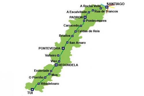 Ruta Camino Portugés en Galicia Fuente: turismogalicia