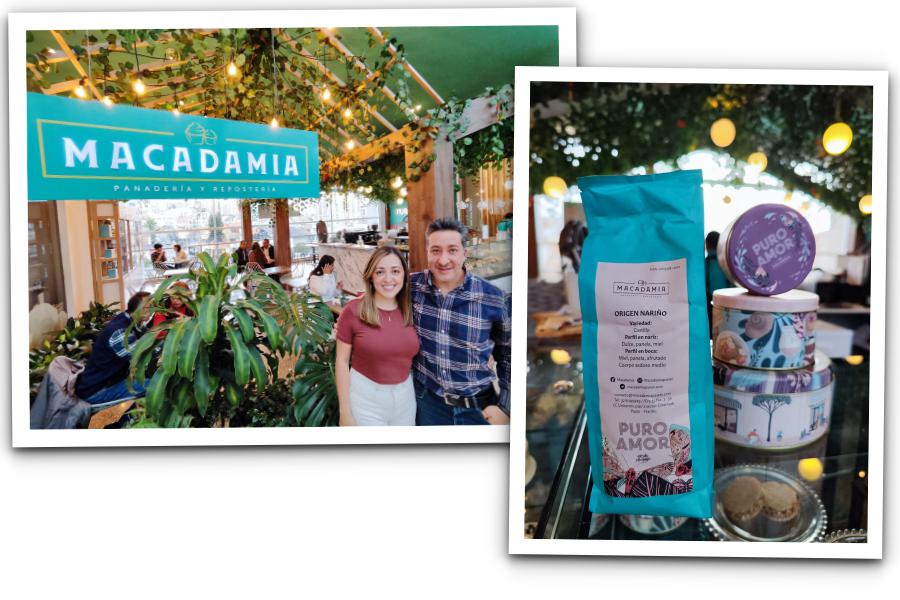 Cafetería Macadamia en Unicentro con sus propietarios Ines y Luís. Experiencia cafetera en Pasto Ruta del café de Pasto