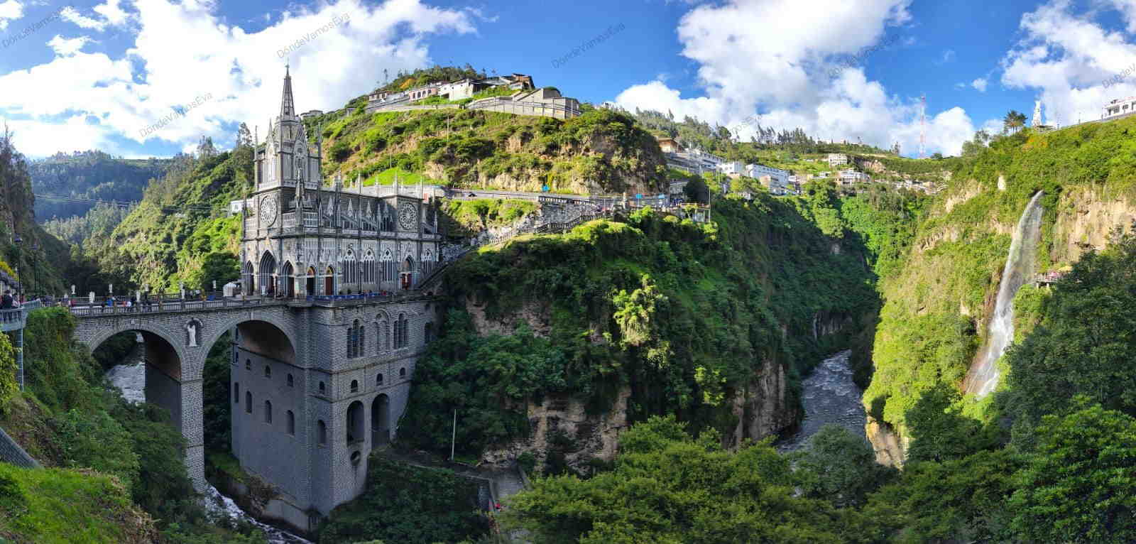 Panorámica del conjunto de Las Lajas con el río guátira y el salto de agua