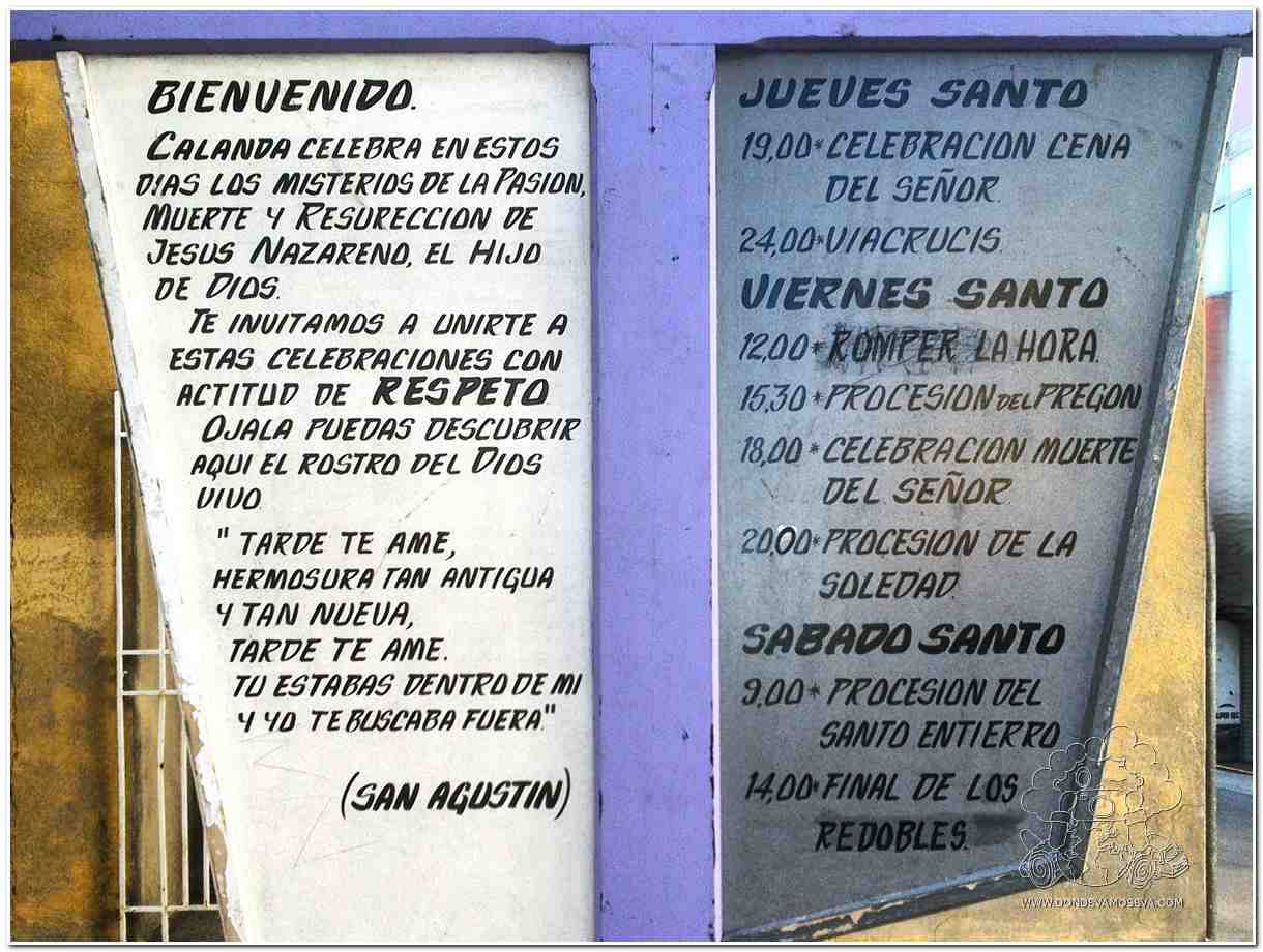 PAnel informativo del calendario de la Semana Santa de Calanda