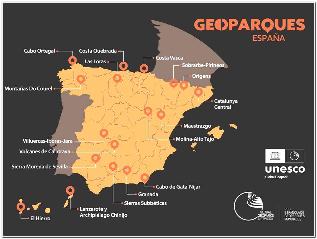Mapa de la Red española geoparques mundiales