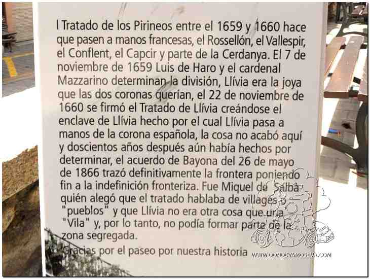 Panel informativo sobre el Tratado de los Pirineos en Llívia