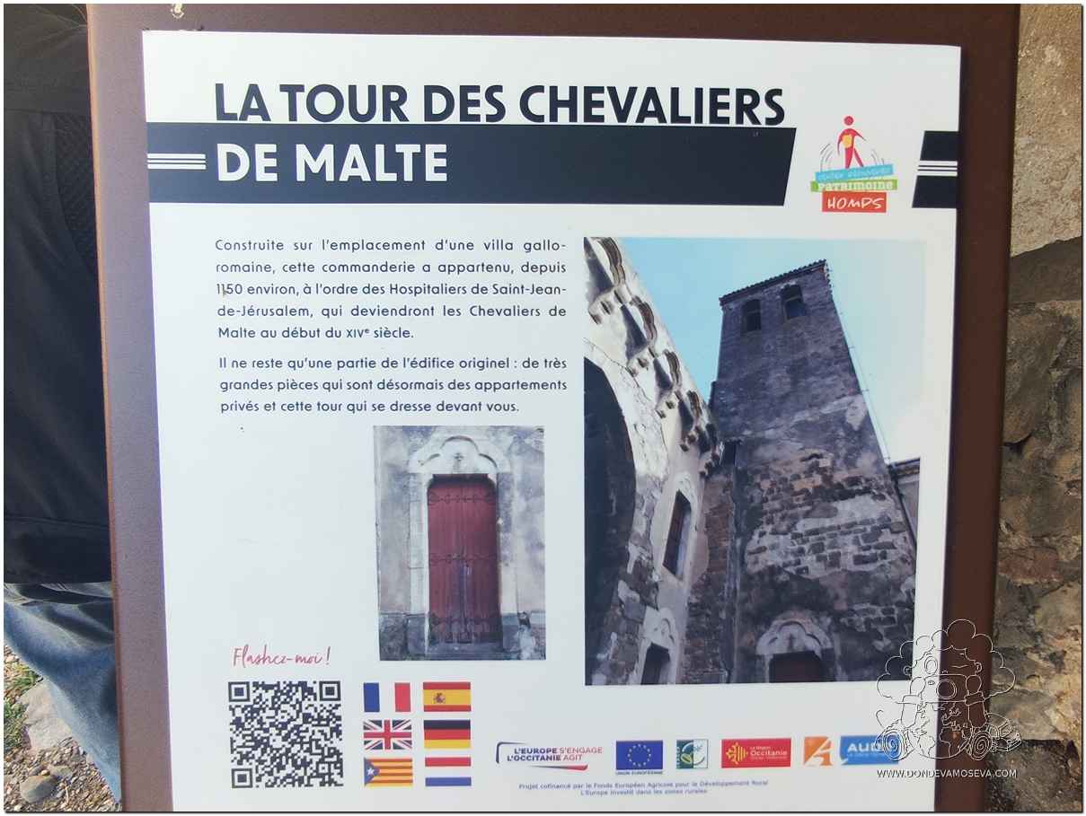 Panel informativo sobre la Tour des Chevaliers de Homps