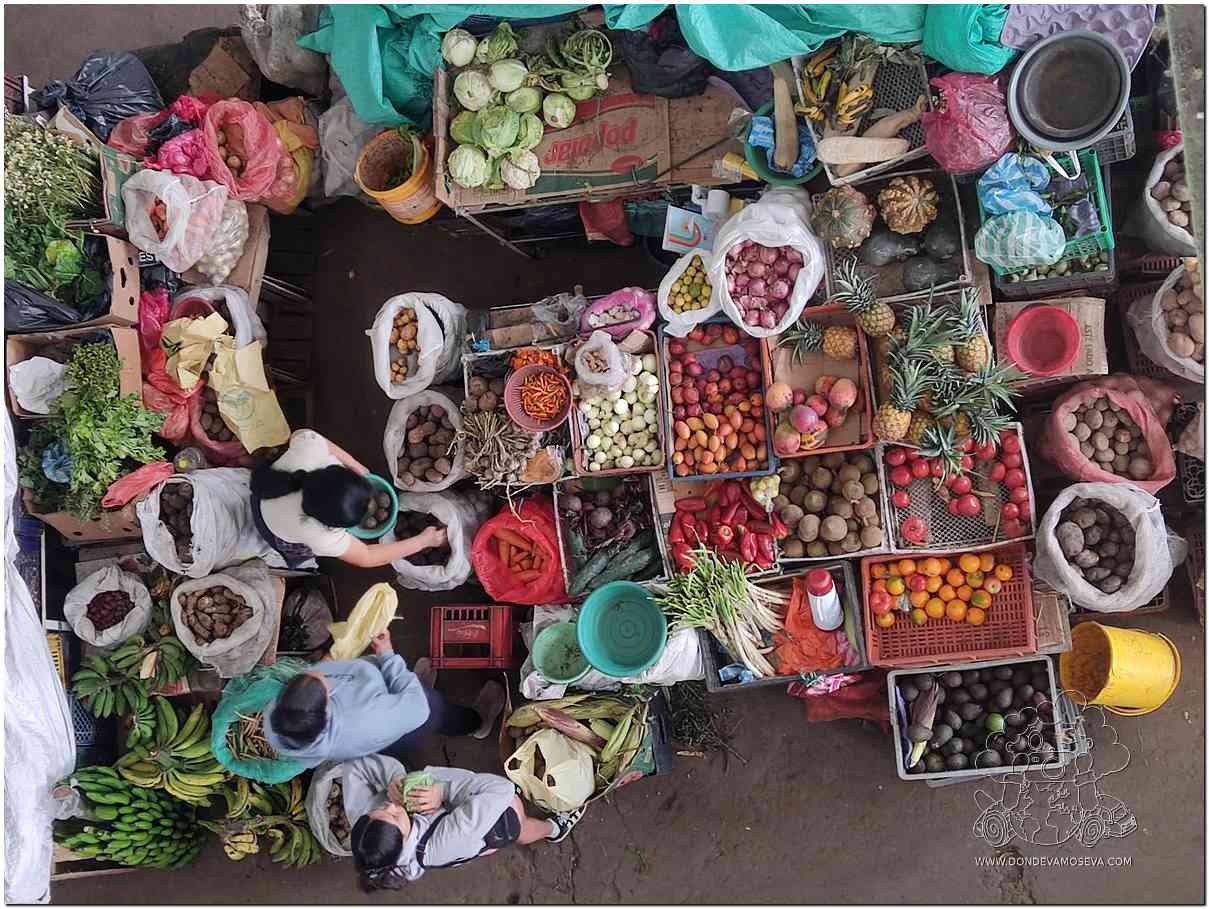 Frutas tropicales en un mercado colombiano