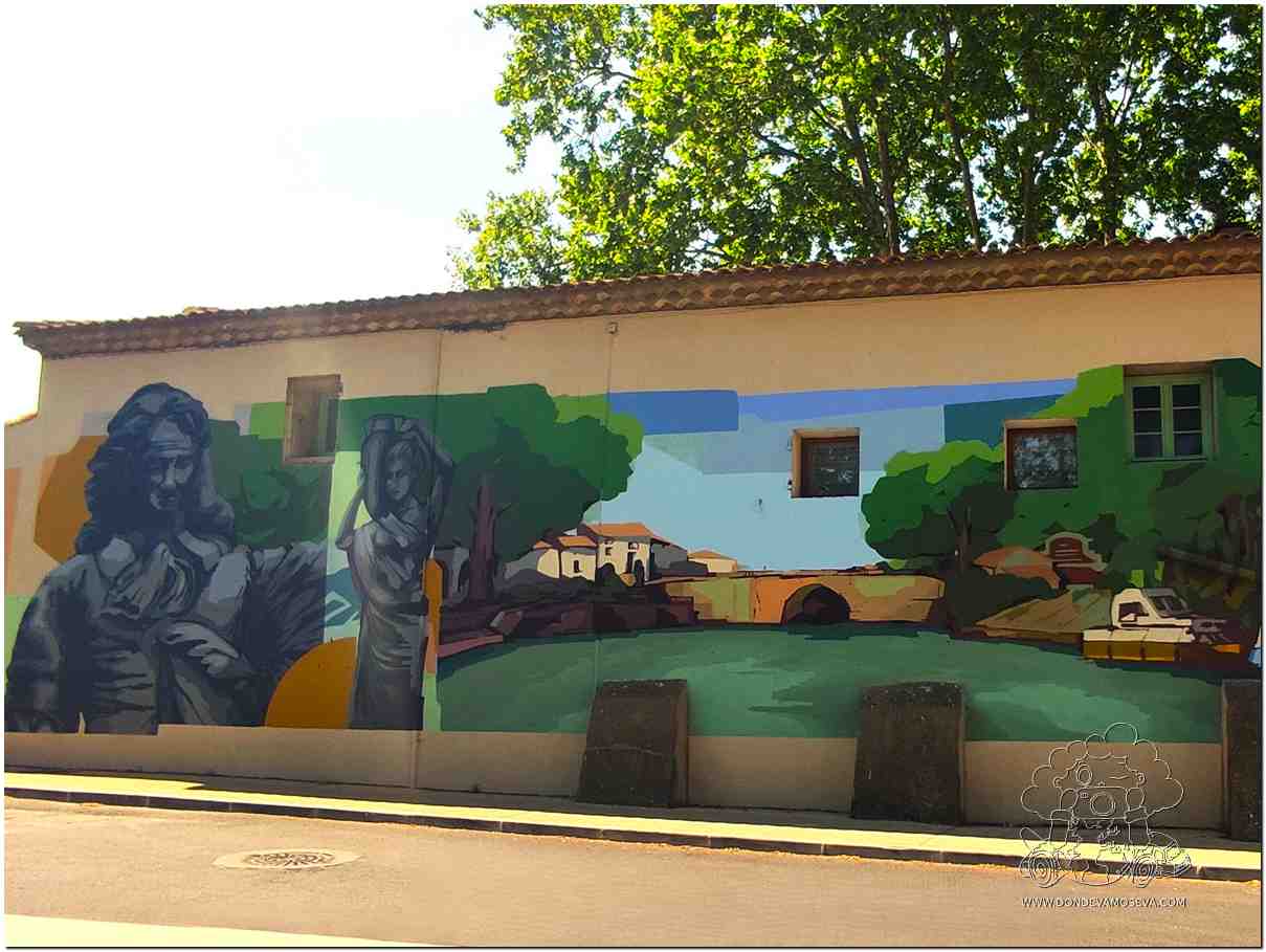 Mural de Pierre-Paul Riquet, creador del Canal du Midi, en Villeneuve de Béziers