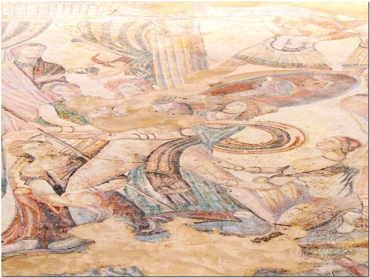 Escena de caza en los mosaicos de La Olmeda